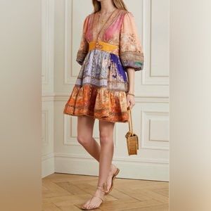 Zimmermann Anneke Lantern Mini Dress Spliced Size 1